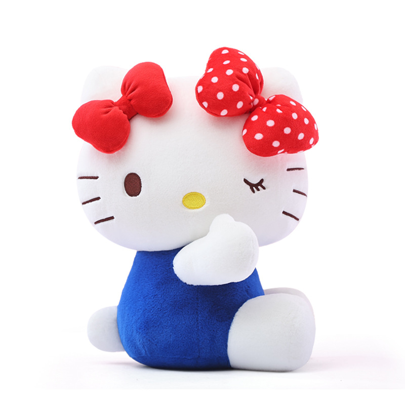 正版三丽鸥hellokitty公仔凯蒂猫玩偶毛绒玩具kt猫大号娃娃送女生白底实物图