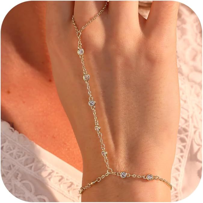 European and American cross-border millet beads, rice beads bracelet, zircon pearl ring chain, finger chain, jewelry bracelet, adjustable full figure