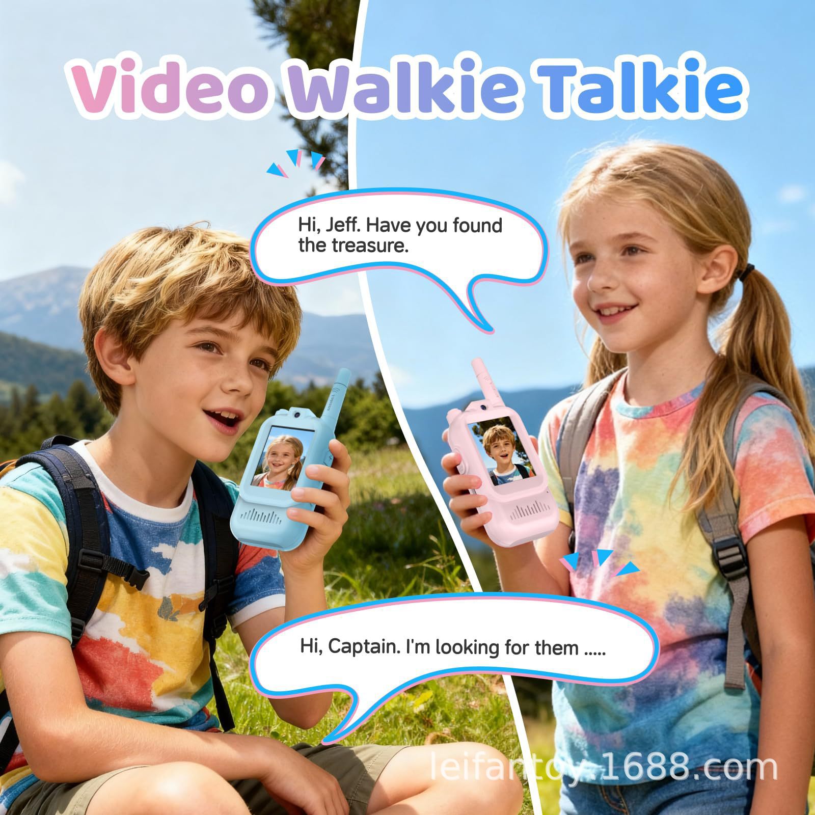 Children's video walkie-talkies, cartoon pagers, birthday bestsellers, high-definition communication children's toys, parent-child toys Specification drawing