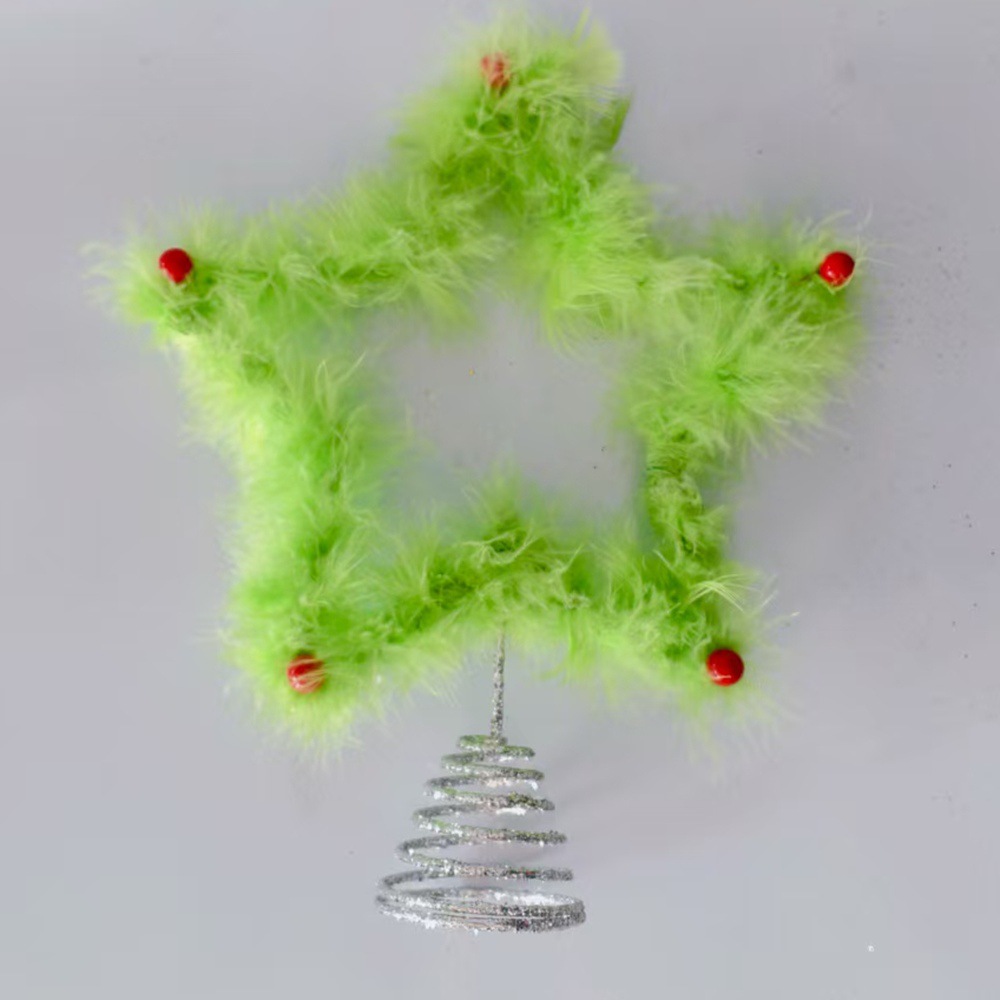 Cross-border 2025 New Christmas tree top Star Decorative Gift, ironwork five-pointed star wool strip ornament, MAO MAO Specification image