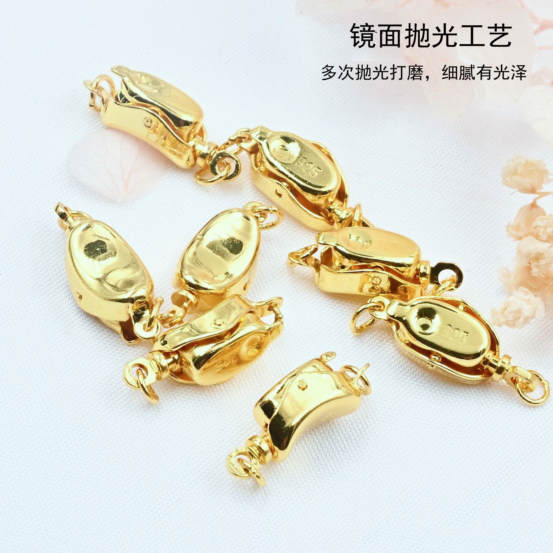 DIY jewelry accessories: 18k gold ingot clasp, necklace clasp, oval stick clasp, pearl necklace, bracelet connection clasp Specification image