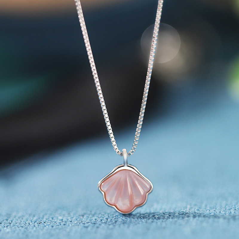 S925纯银一贝子项链女韩版ins小众设计感简约贝母吊坠锁骨链饰品