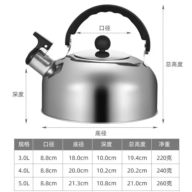 Cross-border exclusive stainless steel kettle enamel whistling color spherical whistling kettle flat bottom whistling Specification image
