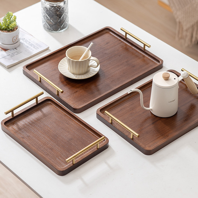 New Chinese-style wooden tray, rectangular handle tea set, tea tray, household and hotel tea tray wholesale details Picture
