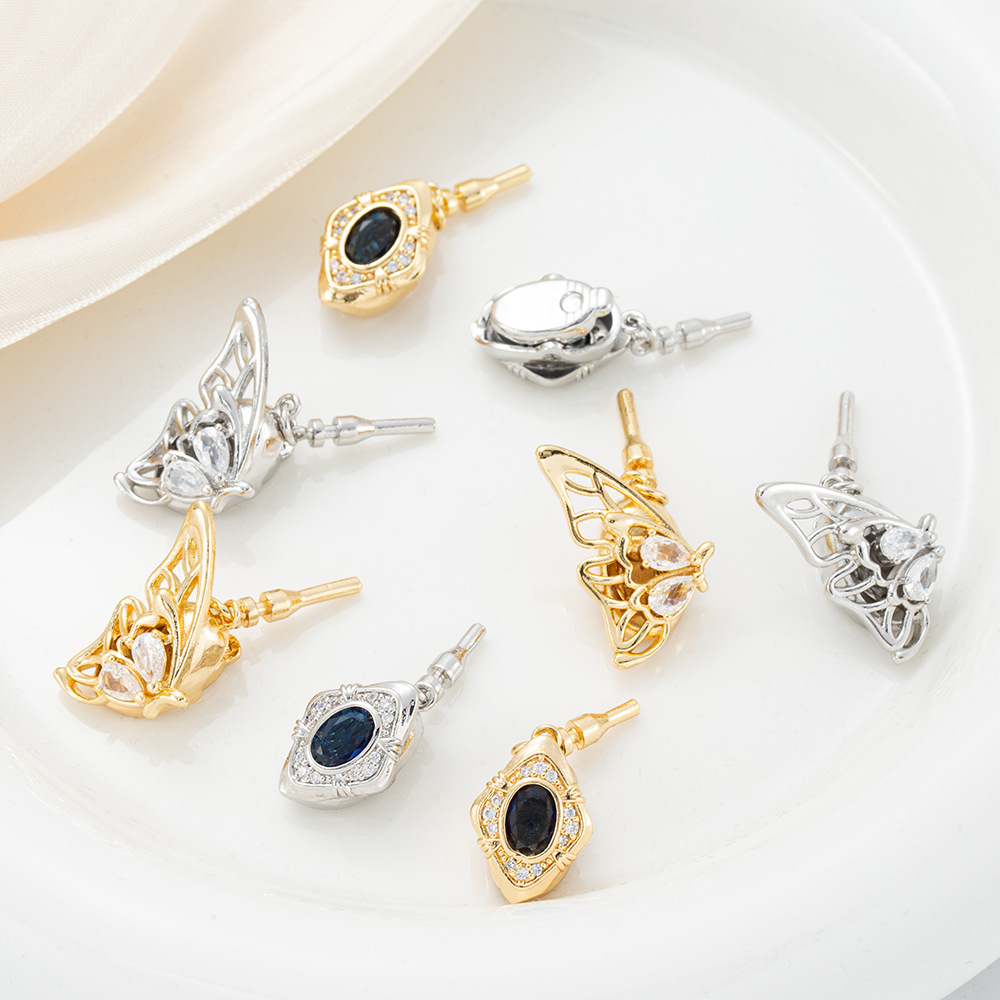 Copper-plated real gold pearl necklace, ingot clasp, diy bracelet, end clasp, clip clasp, plug clasp, connecting clasp, cross-border bestseller