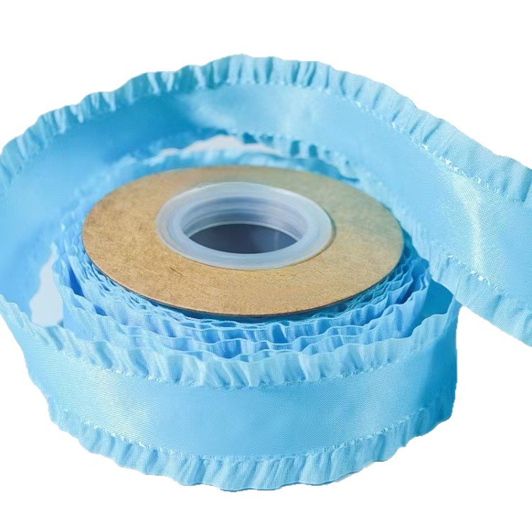 3.8厘米涤纶裙边带荷叶边50码每卷服装饰品辅料蝴蝶结礼品包装丝白底实物图