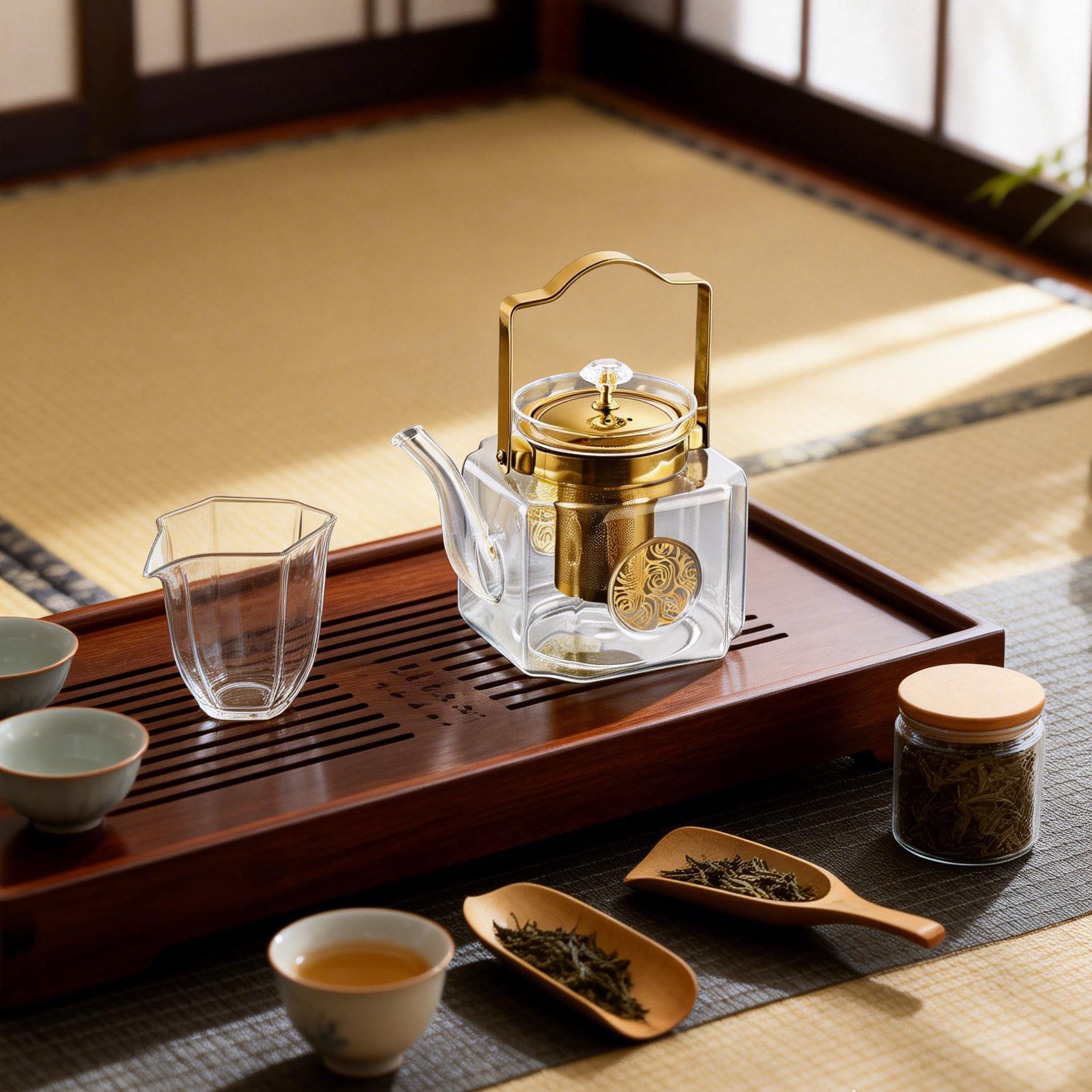 玻璃泡茶壶/煮茶/烧茶壶/玻璃煮茶器/竹编热水壶白底实物图