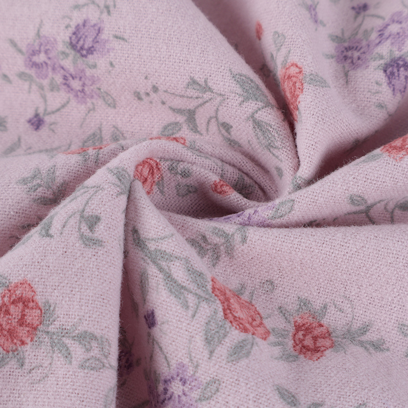 现货全面磨毛印花面料苏醒花碎花布秋款娃衣童装连衣裙面料产品图