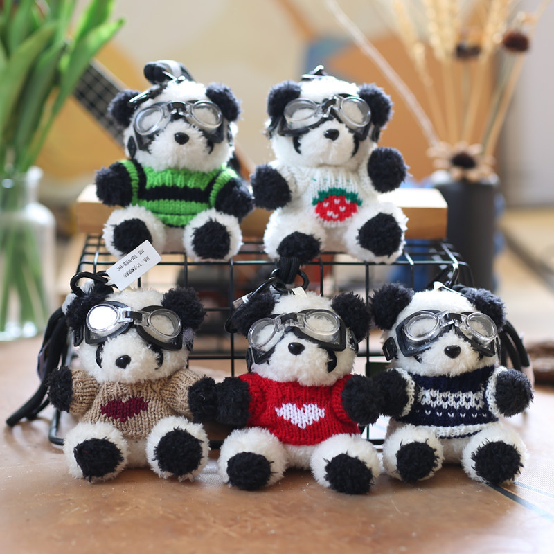 网红可爱萌毛衣小熊猫挂件毛绒玩具公仔大熊猫包包挂饰钥匙扣娃娃