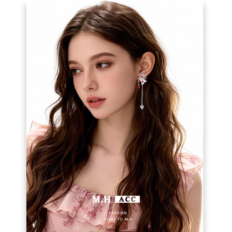 Original design colorful firework puppy series earrings 2026 New style, light luxury, fashionable and high-end exquisite earrings for women details Picture
