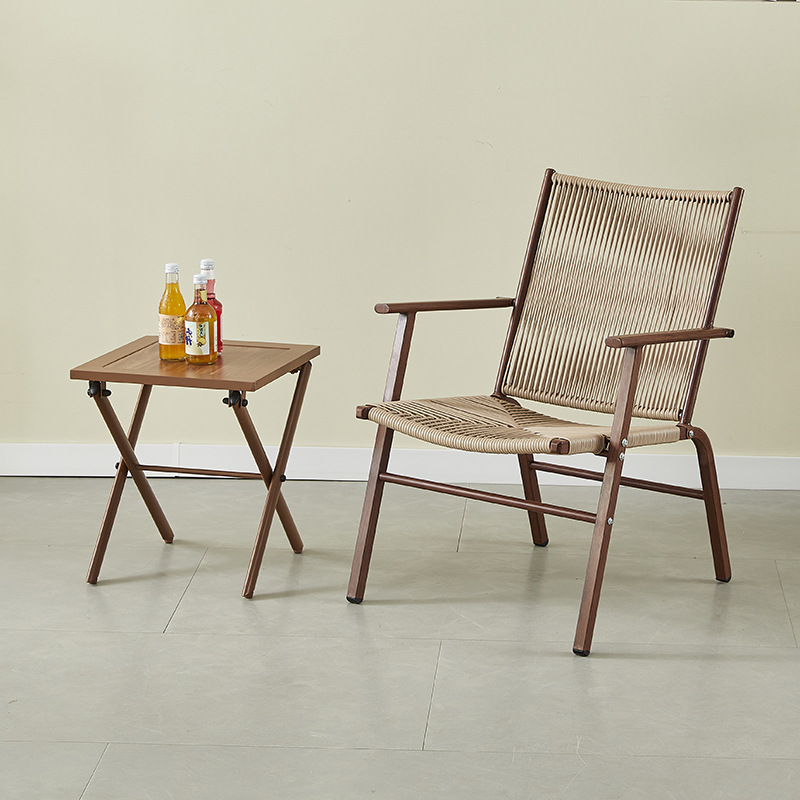 Wholesale courtyard and small garden ironwork rattan chairs, outdoor balcony leisure rattan chairs, three-piece sets, combination restaurant stall chairs, rattan chairs, garden tables details Picture