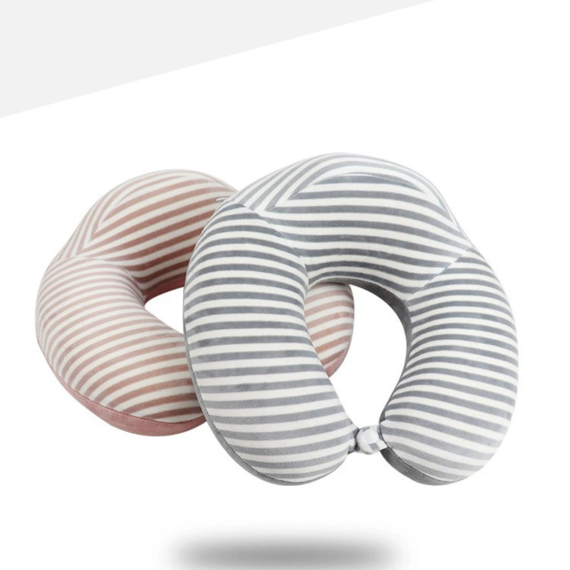 Home simple memory pillow, slow rebound U-shaped pillow, portable travel striped neck pillow, office midday rest neck protection pillow