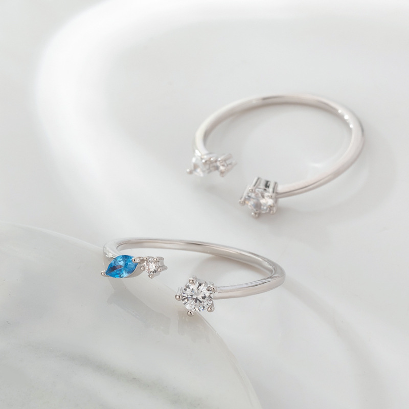 柏伶跨境简约开口戒镶钻五角树叶戒指女式轻奢高级感轻奢关节指戒细节图