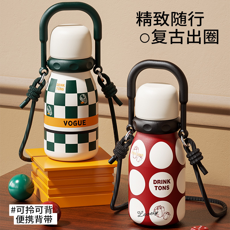 New 316 stainless steel insulated cup, creative portable straw cup, outdoor hand-held large-capacity travel cup, sports cup