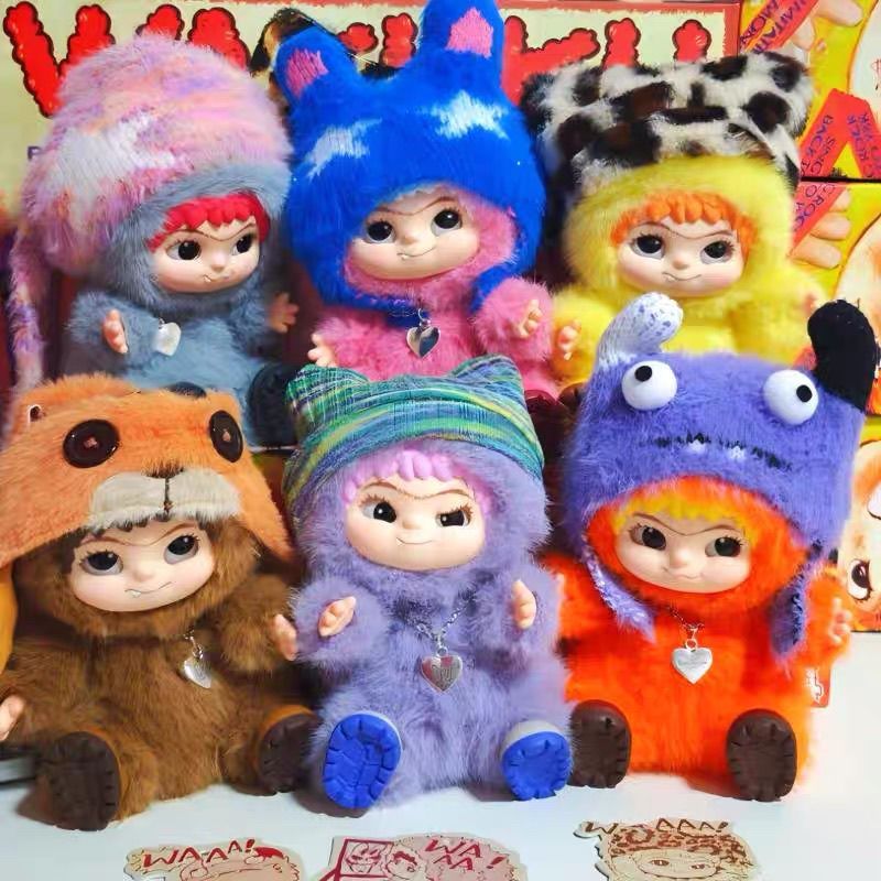 WAKUKU Fluffy Trendy Party Series تماثيل وصناديق عمياء ودمى قطيفة وهدايا وإكسسوارات للفتيات