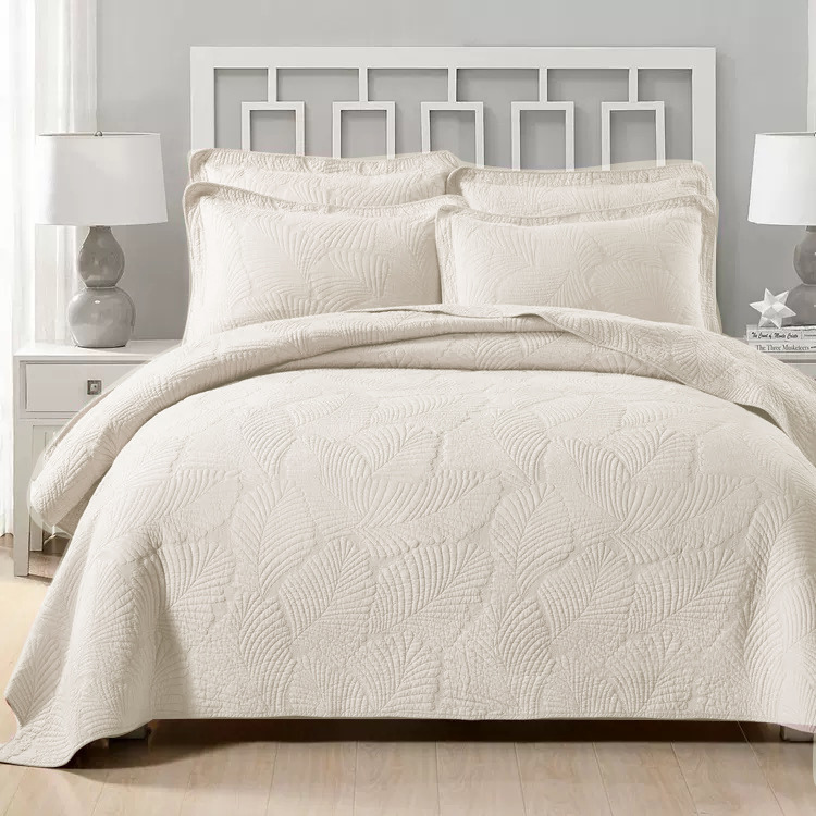 Double-sided embroidered modal bed cover quilt, soft foreign trade plain cotton-padded quilted quilt sheet, bed cover, summer cooling quilt details Picture