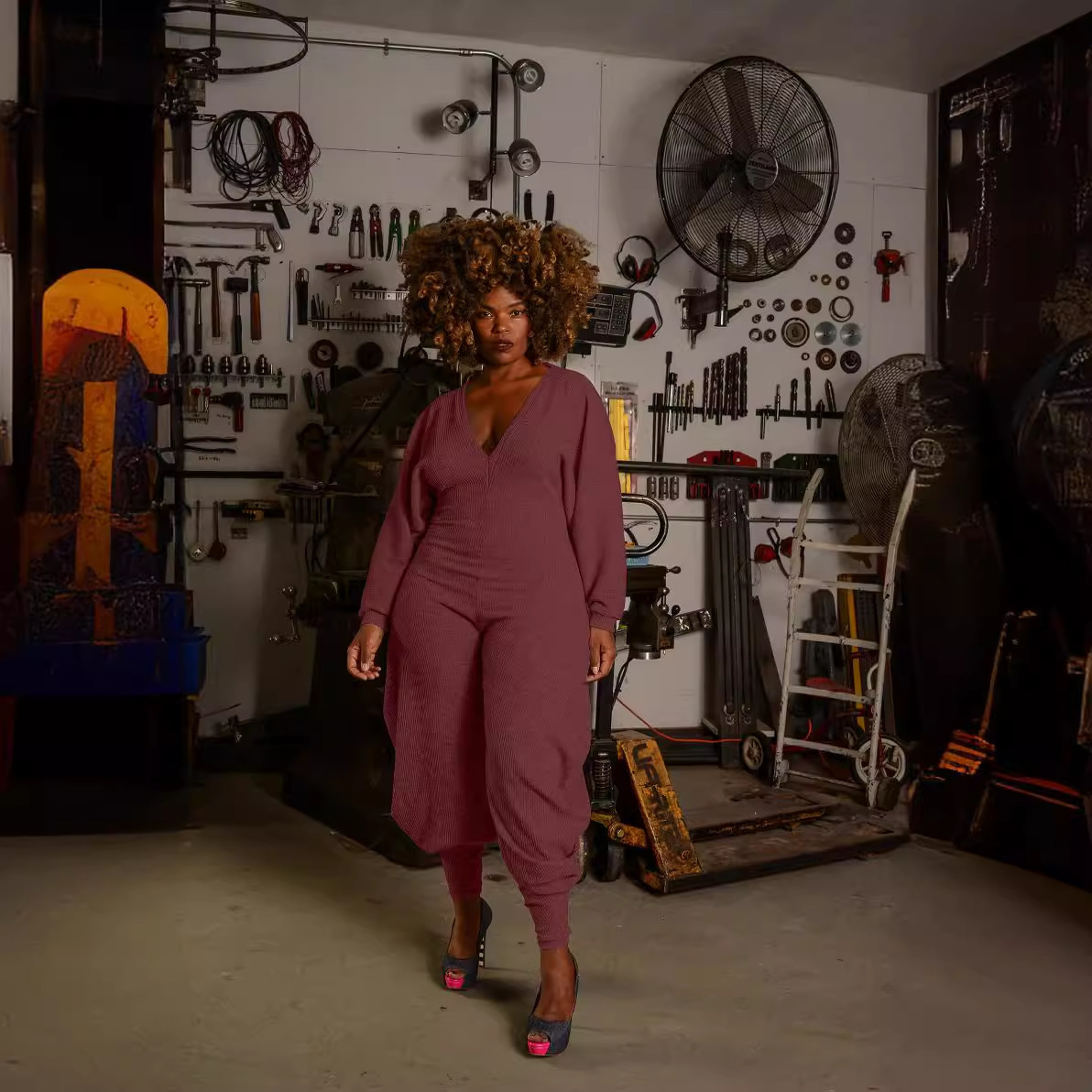 D8615 Autumn new style pit stripe solid color patchwork jumpsuit is a hot-selling item in stock on Amazon's independent store and international store Application Scenario