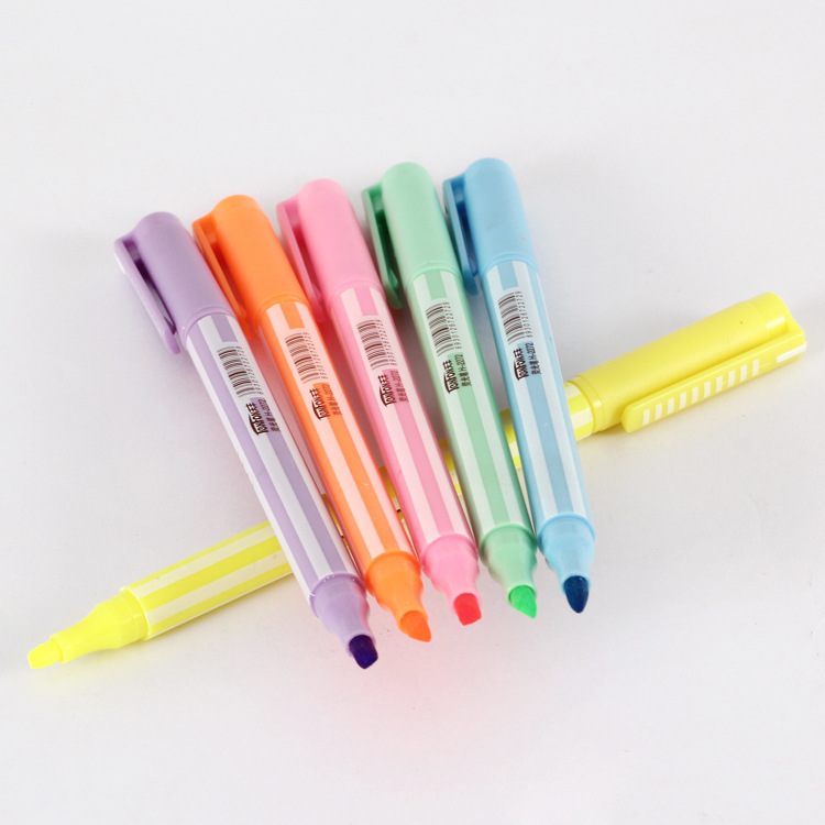 Tianfeng's new 2272 single-head highlighter, red rod fiber highlighter marker, six-color highlighter wholesale details Picture