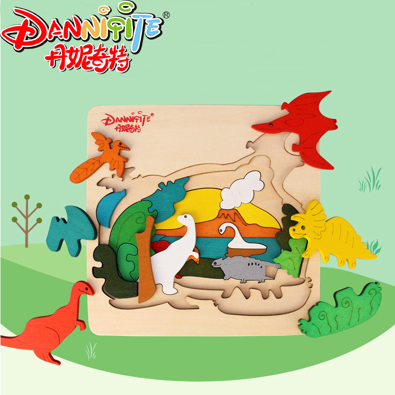 Wholesale of new creative three-dimensional wooden children's toy jigsaw puzzles, infant and toddler teaching AIDS, and multi-layer puzzle toys for intelligence