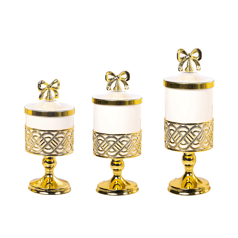 PET储物罐三件套零食水果糖果罐收纳罐密封罐白底实物图