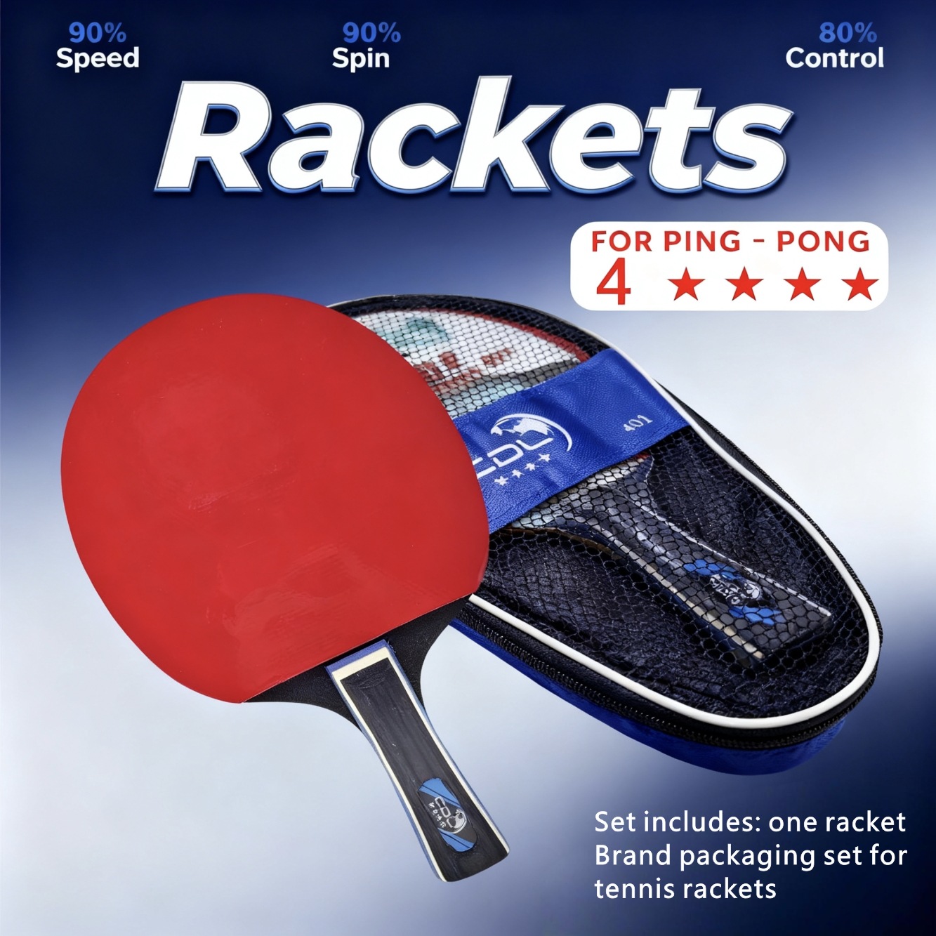 Chengdeli Sports' essential 4-star table tennis single-racket high-elasticity base plate is easy to handle