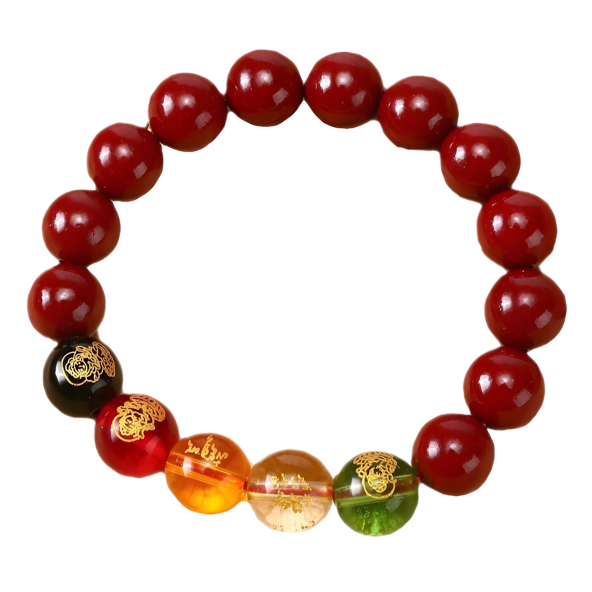 Five-way Bead Wealth God Cinnabar zodiac Bracelet, rotating beads, round beads, Buddhist beads, unisplendour, fashionable and versatile bracelet Application Scenario
