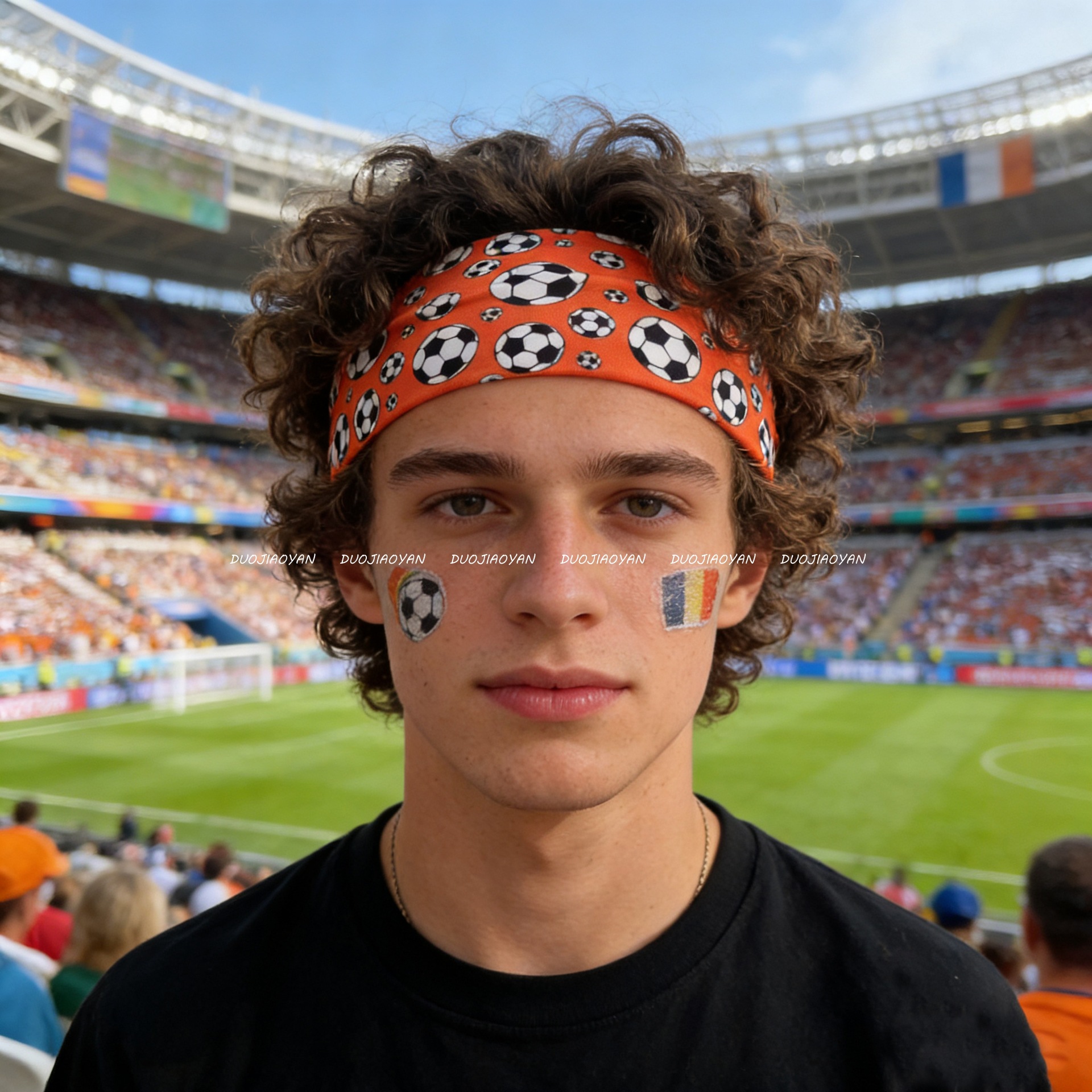 Cross-border best-selling football hair band, World Cup cheering headscarf, elastic sports hair band, unisex antiperspirant hair band Application Scenario