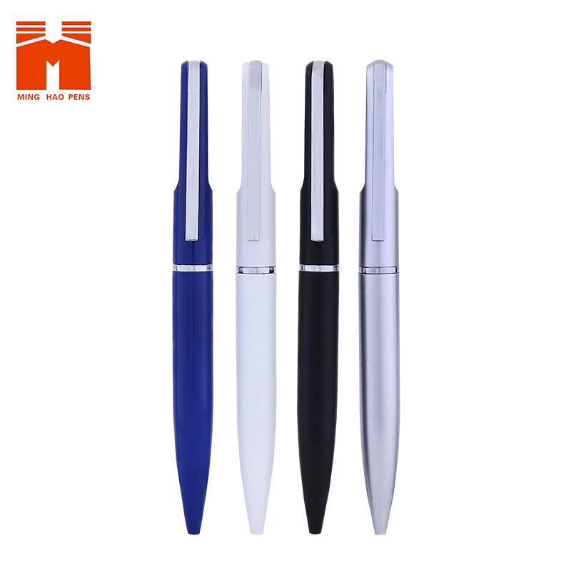 Business flat rod ballpoint pen, flat tip metal ballpoint pen, rotating spray glue advertising gift pen full figure