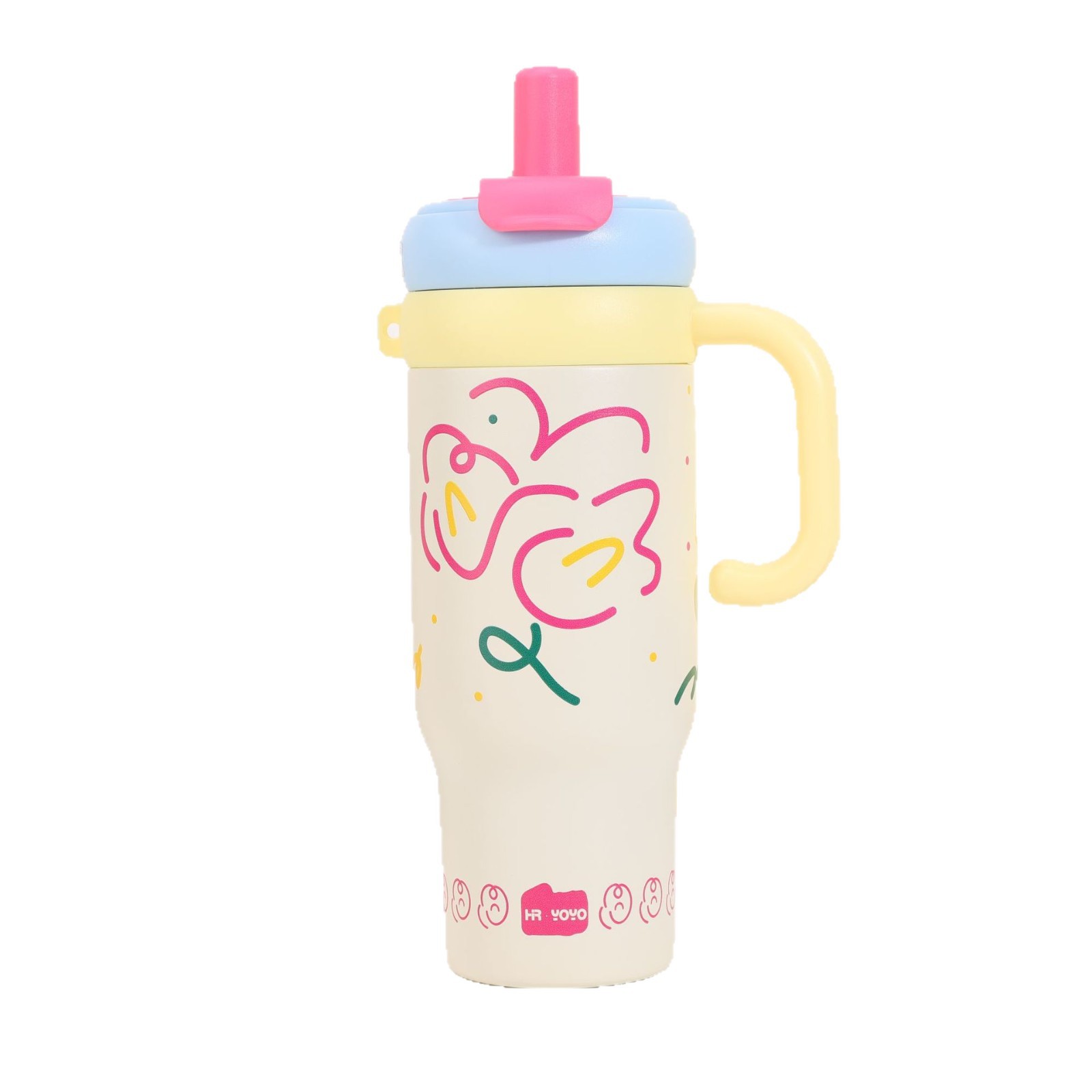 The giant insulated cup with handle, large-capacity double-drinking ice cup, high appearance level, cute water cup, and customizable logo Item Picture