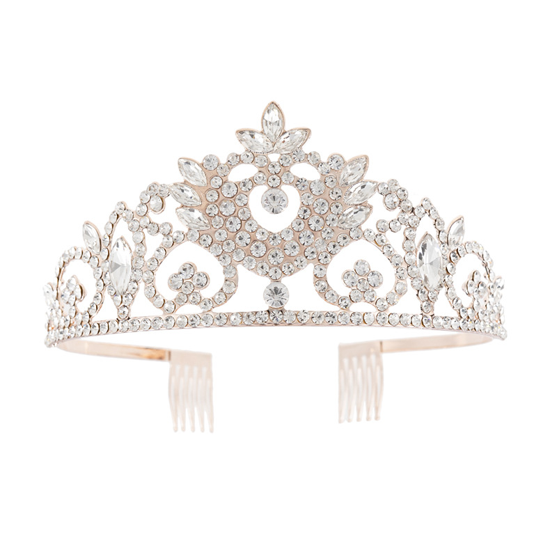 Cross-border European and American new luxurious and elegant crown, wearing a rhineston crown for women's wedding banquets and parties, versatile and fashionable diamond-encrusted crown hair accessory Item Picture