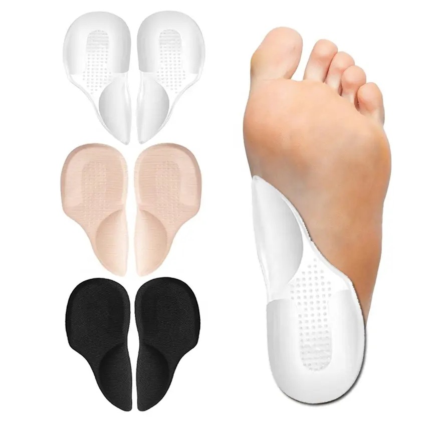 Tacones de mujer amortiguado arco heel almohadilla gel transparente invisible antideslizante media talla pie plano ortopédico media almohadilla Specification image