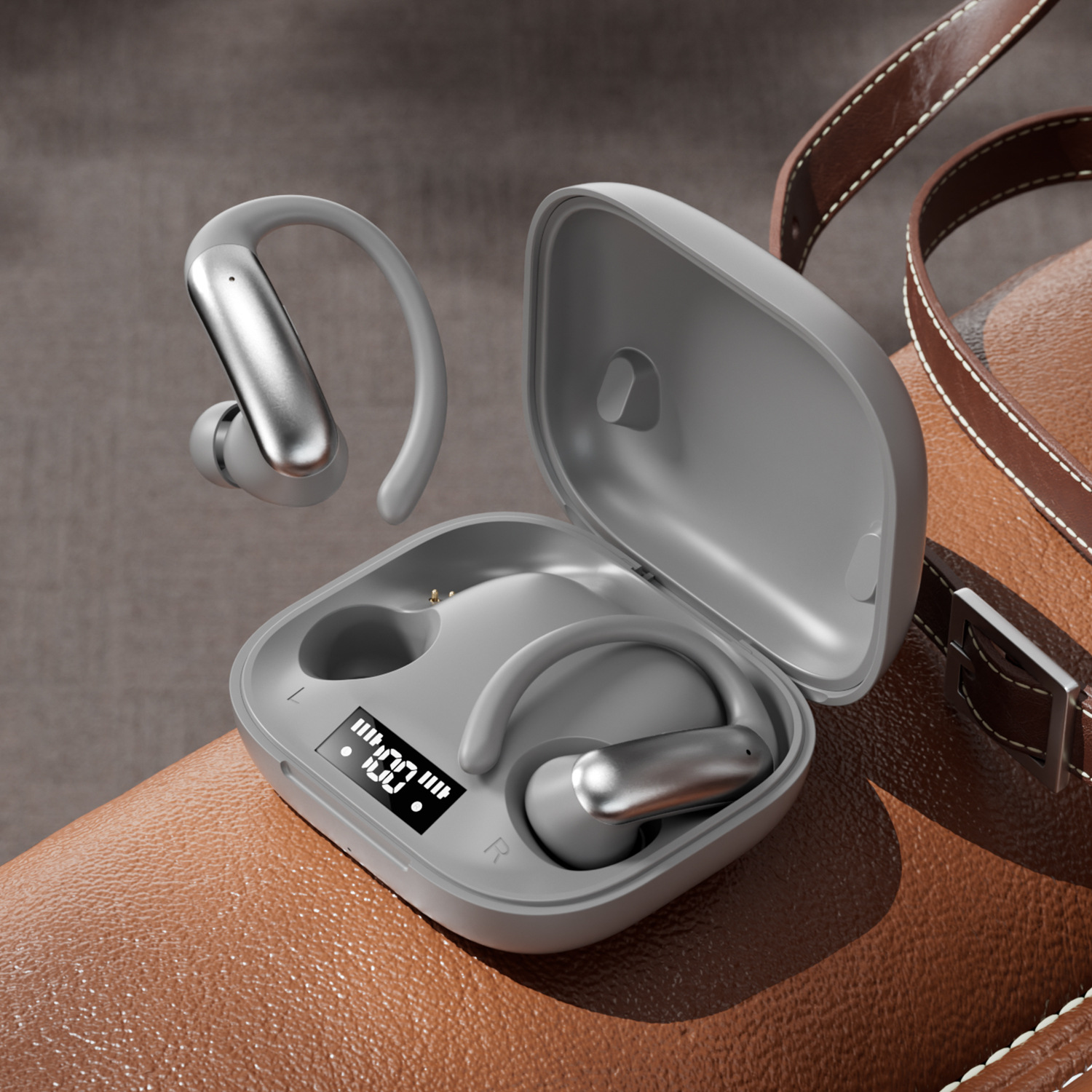 Nuevo producto smart crossover nuevo M144 orejar montado OWS semi-en el oído abierto bluetooth auriculares con doble pantalla de número modelo privado details Picture