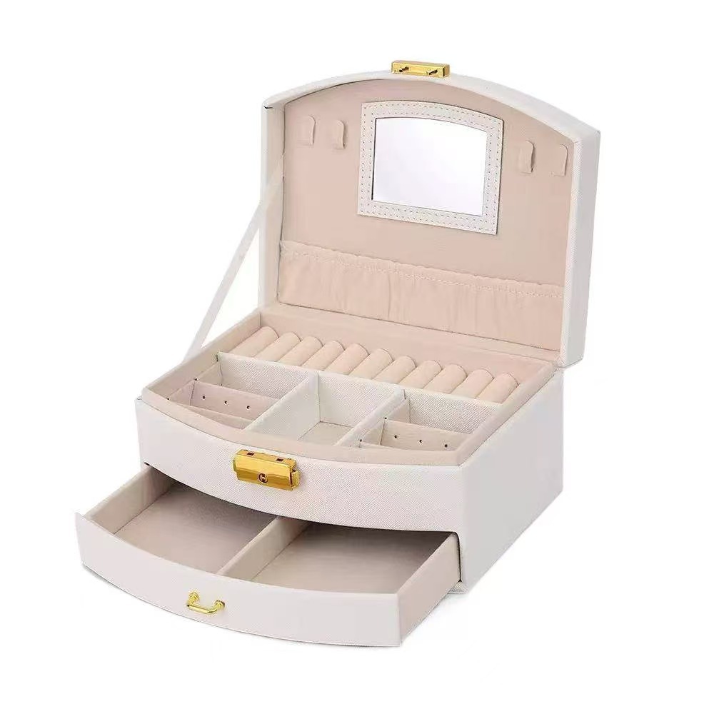 Multi-layer lockable jewelry box, accessory storage box, princess and children's jewelry box, earrings and accessories drawer-type storage box Item Picture