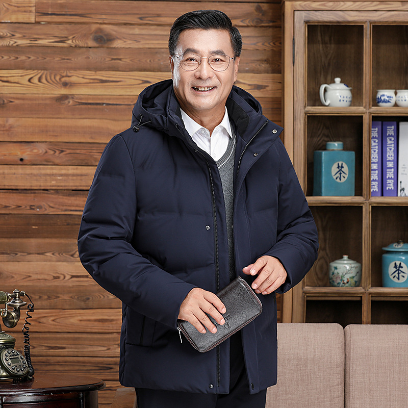New down jacket for middle-aged and elderly men, short and thickened, 2024 winter wear for elderly fathers, duck down warm coat Specification image