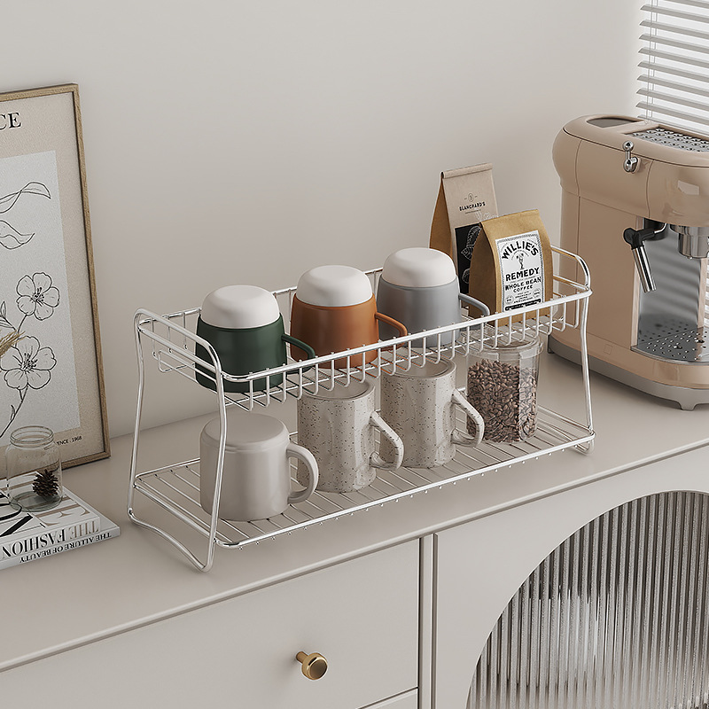 Cross-border kitchen stainless steel storage rack, seasoning cup storage rack, multi-layer countertop floor-standing organization, draining and storage rack details Picture