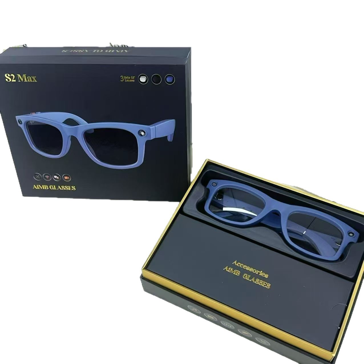 Cross-border AIMB-S2 Max smart glasses, WIFI transmission, Bluetooth calls, listening to music, taking photos and videos, Ai translation Item Picture