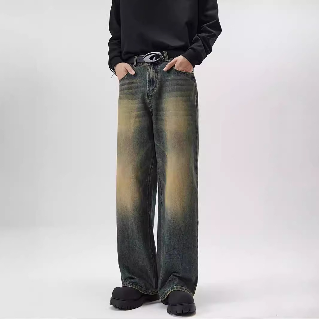 JIAMU's main promotion for autumn and winter is the unisex A-shaped straight-leg loose baggy slightly wide-leg jeans for both men and women, as well as floor-length pants Specification image
