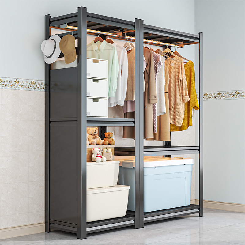 رفوف للملابس مبسَّطة (DY DiY) في غرفة النوم مزودة بأغطية للخزانات وقبعات مفتوحة Specification image