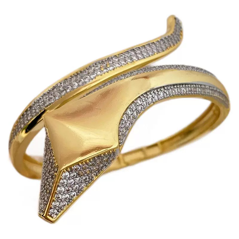 Best-selling fashionable and personalized snake-shaped ring bracelet, dual-color electroplated 18K gold ring with micro-inlaid zircon jewelry Item Picture
