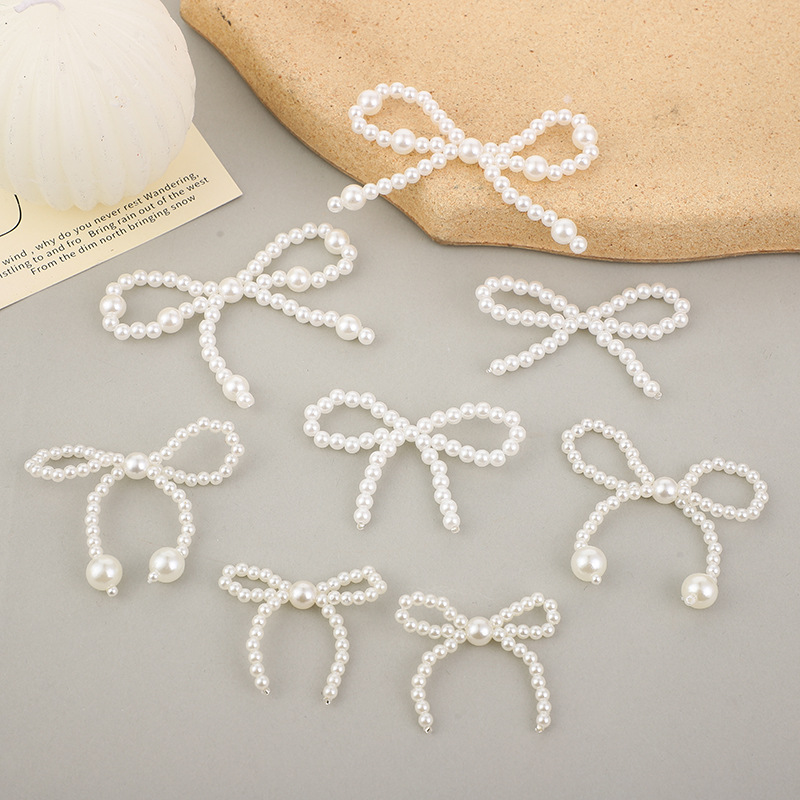 厂家直销珍珠蝴蝶结饰品复古仿珍珠结手工串珠袜子帽子DIY配件