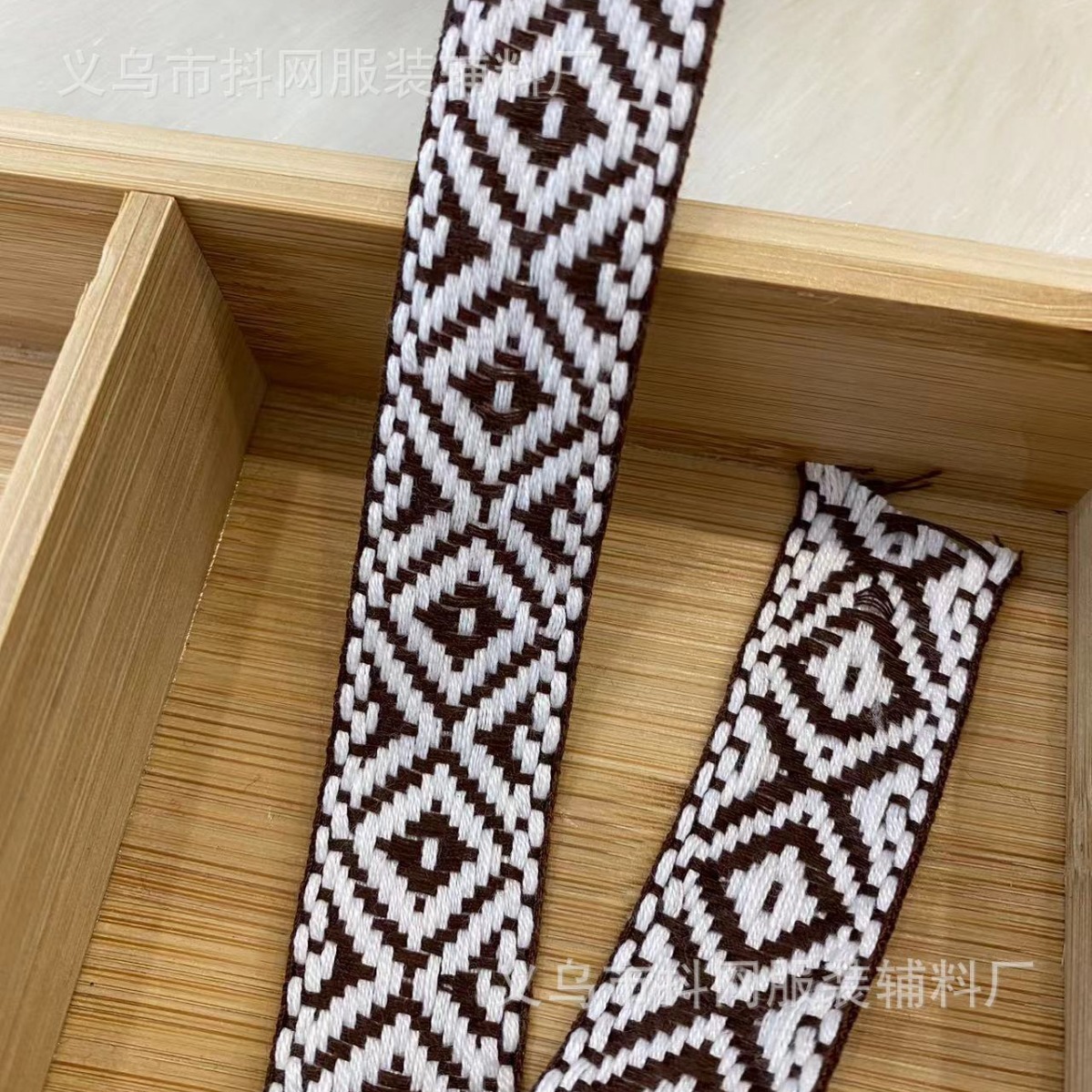 2.3cm pure cotton diamond-shaped striped fashionable handcrafted DIY bow webbing performance costume accessories home textile weaving Item Picture