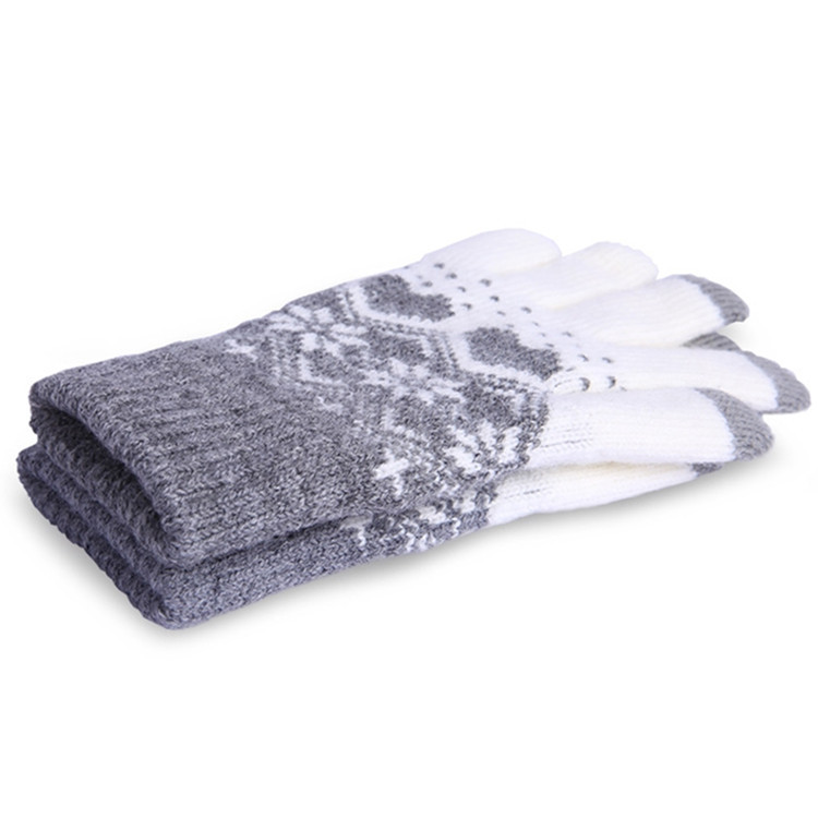 Winter 2021 knitted touch screen gloves, Christmas snowflake heart-shaped woolen gloves for couples, men and women, warm outdoor cycling gloves Item Picture