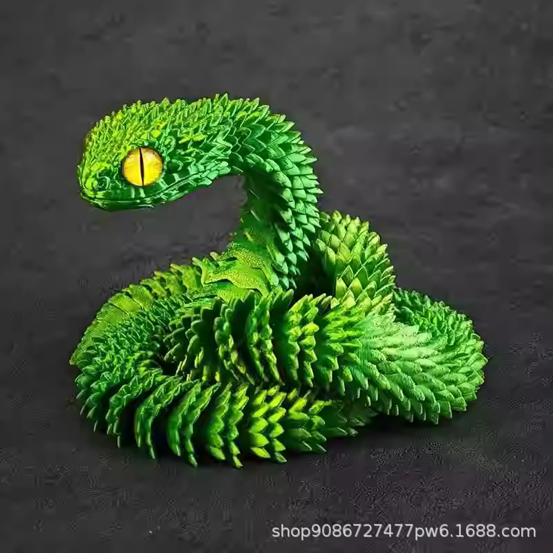 网红爆款3d打印蛇年新款蝰蛇全身关节可动立体动物夜光模型礼物源