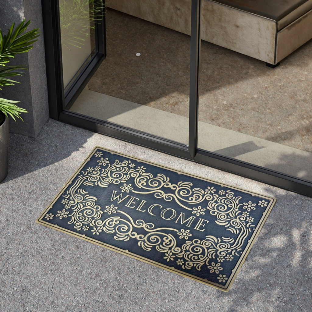 High-end rubber floor MATS for villa entrances, classic European-style entrance door foot MATS, natural rubber, anti-slip, wear-resistant and dirt-resistant details Picture