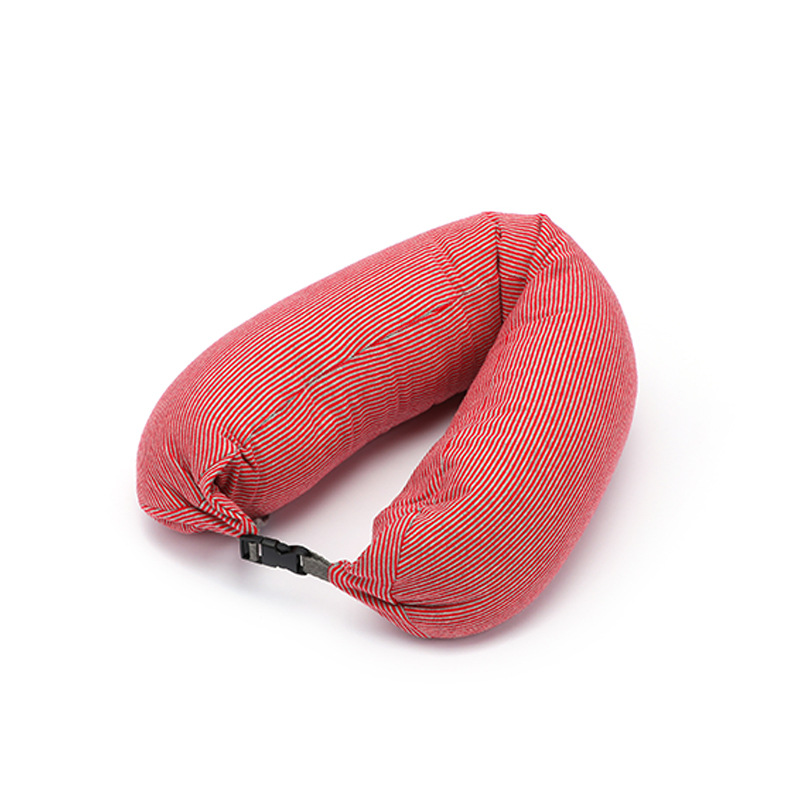 Fine-striped foam deformed particle U-shaped pillow, simple neck pillow from Kanglewu, office, travel and airplane neck pillow order Item Picture