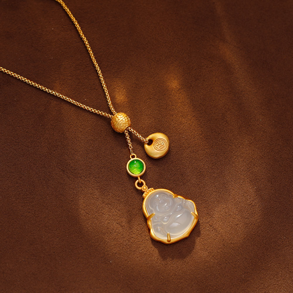 Hyacinth ágata medula maitreya colgante collar para mujeres nicho diseño de alto nivel sentido nuevo personalidad China moda versátil suéter cadena Specification image