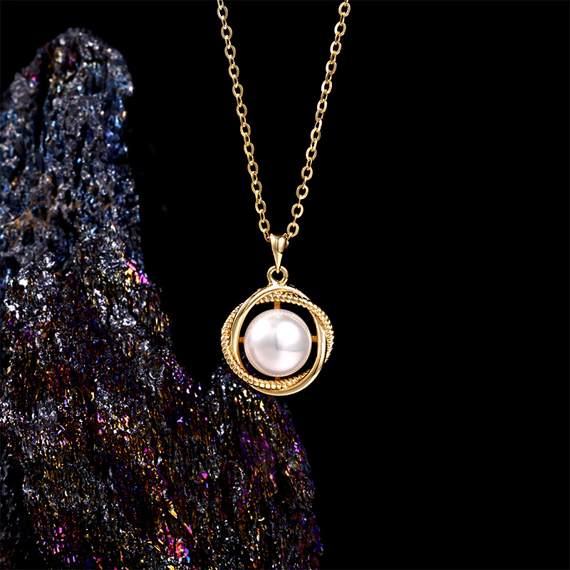 银饰/项链/金色链子/新款/珍珠细节图