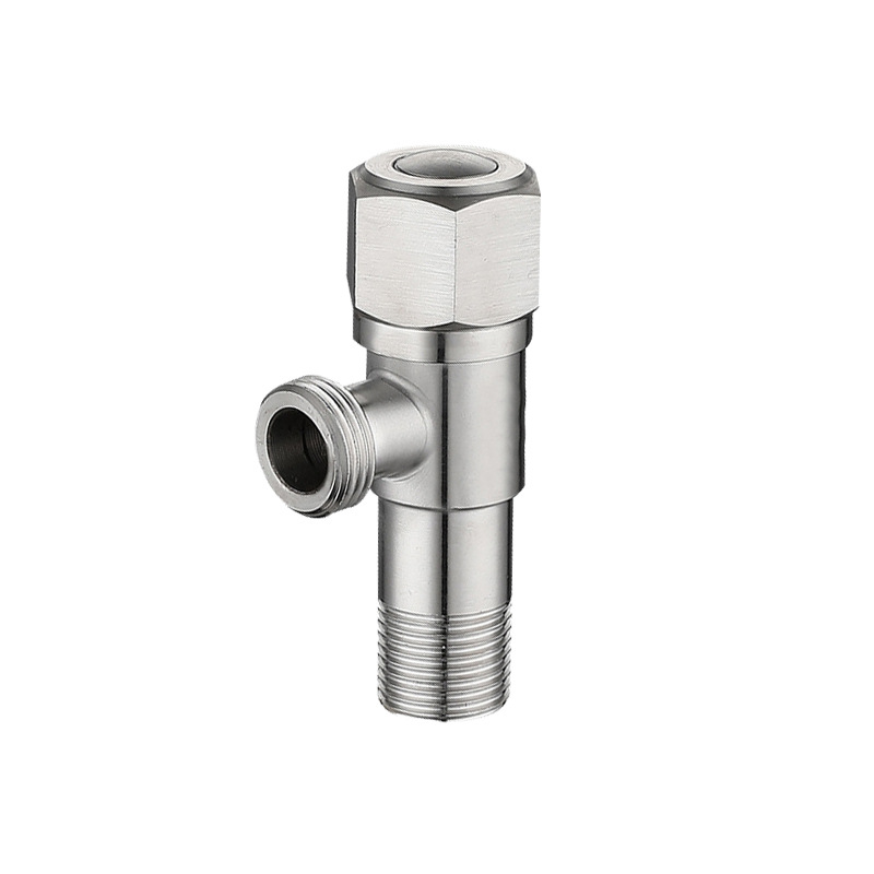 304不锈钢三角阀耐高温六角加厚冷热水入墙马桶面盘进水阀止水阀白底实物图