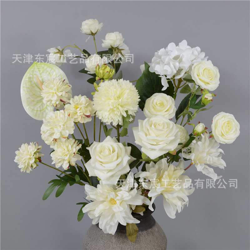 Simulated white flower materials for winter garden landscape design, white wedding hall decoration, rose and phalaenopsis Application Scenario