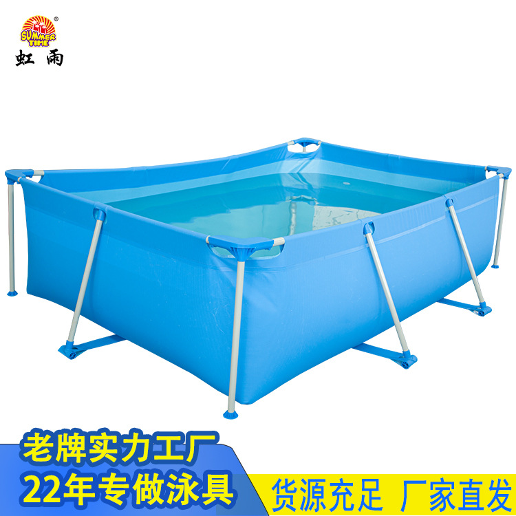 Home children's swimming pool, small assembly mobile frame canvas pool, outdoor thickened anti-slip portable swimming pool details Picture